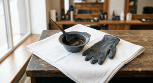 The tools behind a clean, professional beard dye application.